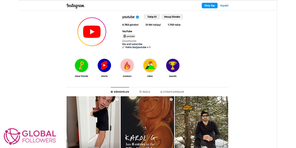 YouTube Instagram Page
