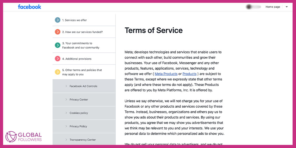 Facebook Terms of Service